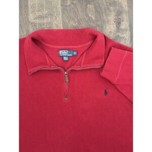 Polo Ralph Lauren Men Red Quarter Zip Pullover Navy Blue Pony Mock Neck Size 4XB